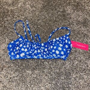 Target dark blue floral bathing suit top, size S (0-2), new and never worn